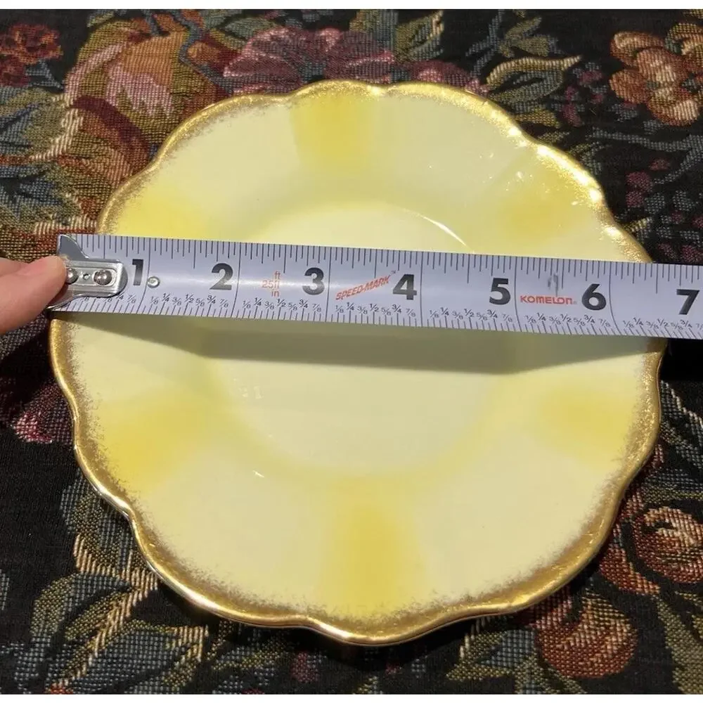 Taylor And Kent Yellow W/ Gold Trim Bone China Saucer Circa‎ 1950's